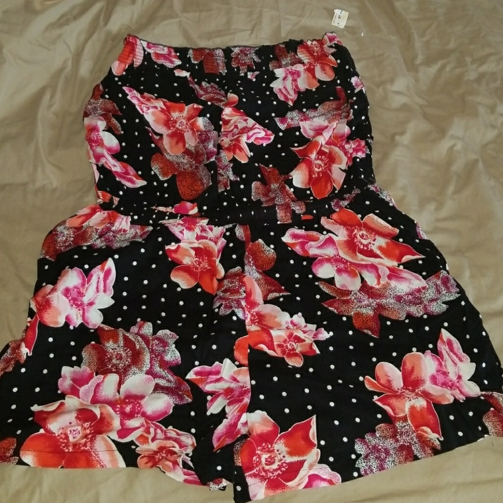 Strapless Floral Short Jumpsuit